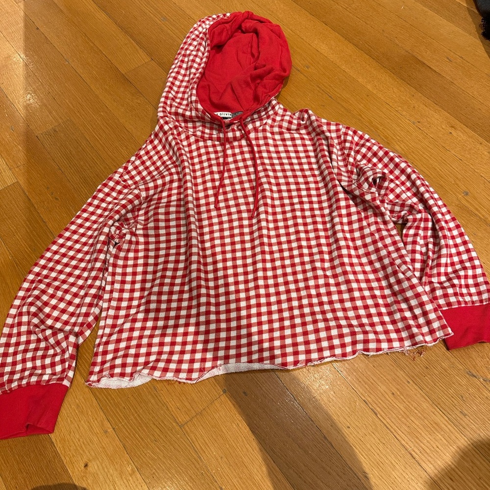 Alice + Olivia Red Gingham Sweatshirt